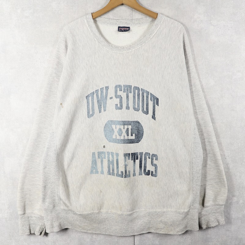 画像1: 90's JANSPORT USA製 REVERSE WEAVE TYPE "UW-STOUT ATHLETICS" プリントスウェット  (1)