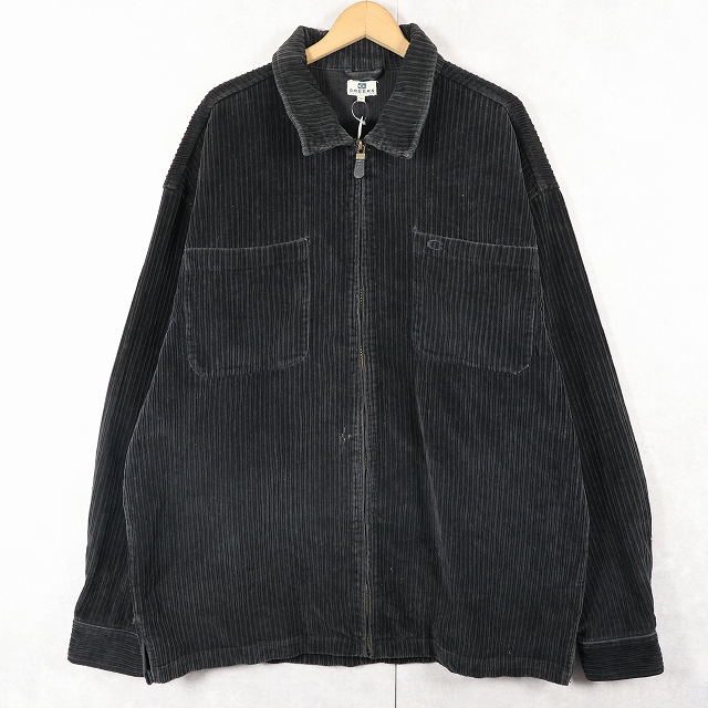 画像1: CREEKS 太畝コーデュロイジップシャツジャケット BLACK XXL (1)