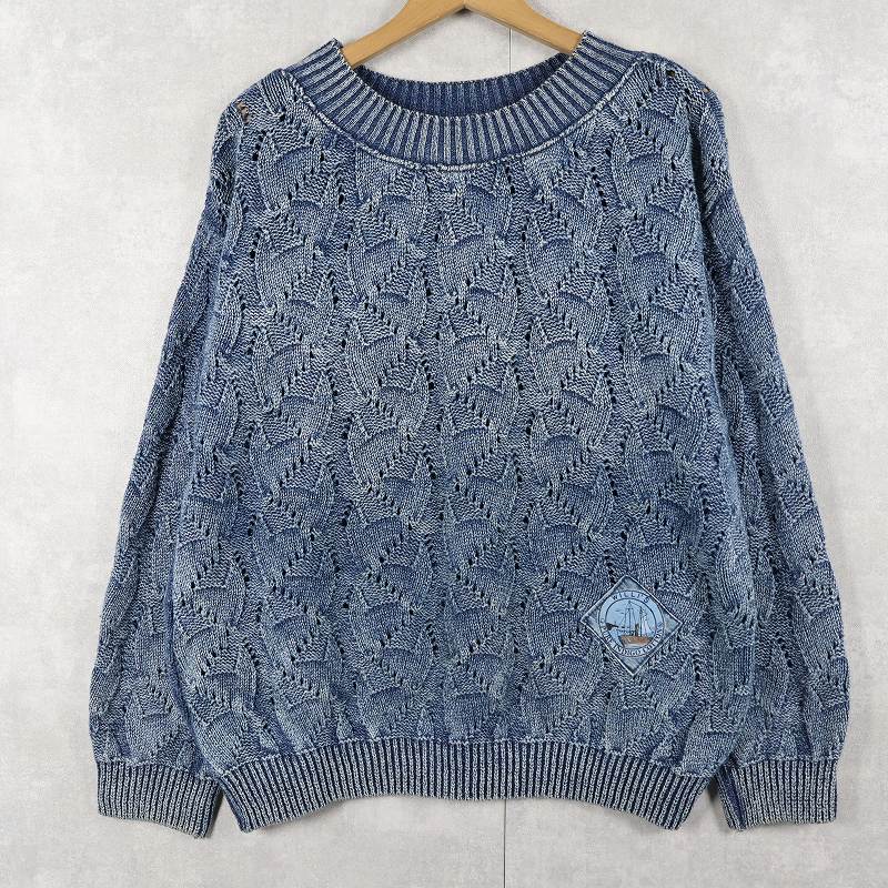 画像1: 80〜90's WILLI'S  DENMARK製 インディゴコットンニットセーター M (1)