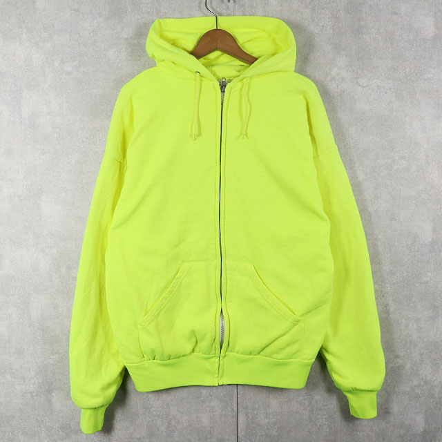 画像1: ネオンカラー 裏サーマル 無地スウェットジップパーカー (1)