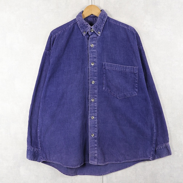 画像1: 90's〜 mens 太畝コーデュロイボタンダウンシャツ M (1)