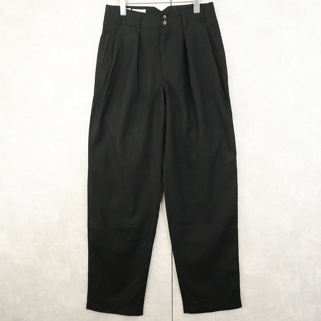 画像1: 80's〜 OTIMO ITALY製 2タック ウールスラックス BLACK W30 (1)