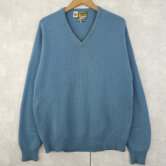 画像1: 80's Alan Paine Simpson ENGLAND製 Vネック カシミアニットセーター SIZE44 (1)