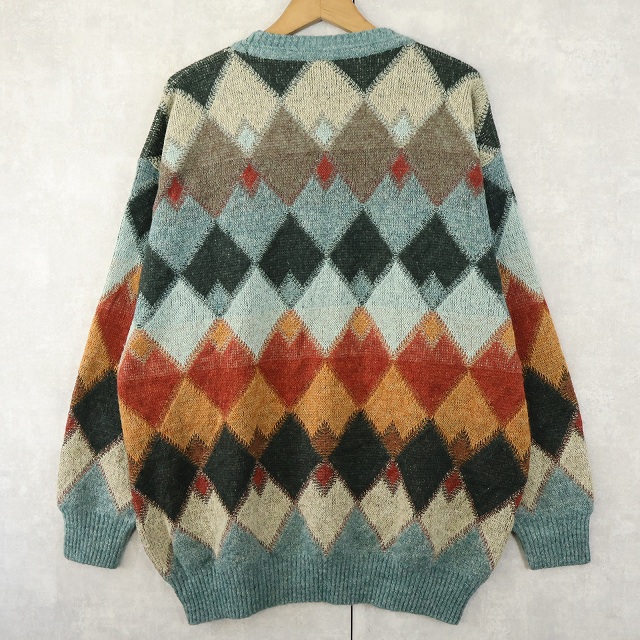 画像2: 90's SUSPENSE ITALY製 アーガイル柄 アルパカウールニットセーター SIZE56 (2)