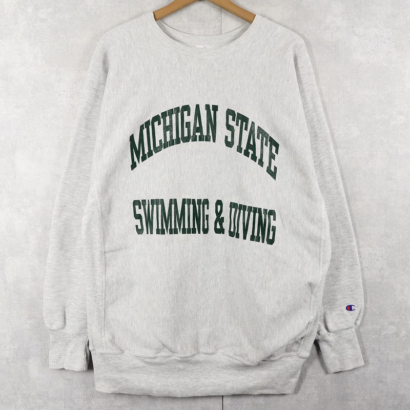 画像1: 90's Champion REVERSE WEAVE USA製 "MICHIGAN STATE SWIMMING & DIVING" プリントスウェット XXL (1)
