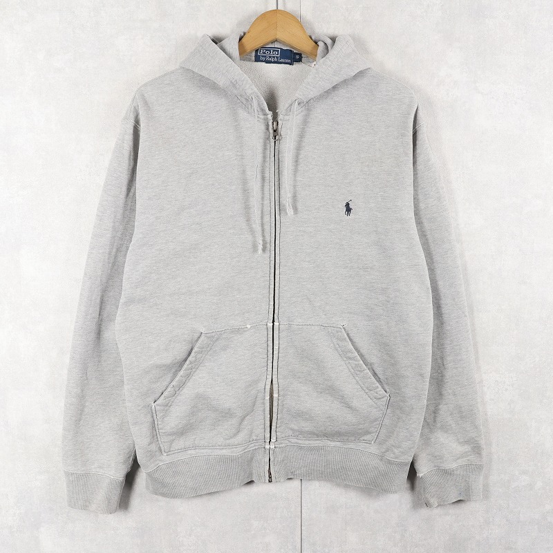 画像1: POLO Ralph Lauren ロゴ刺繡 コットンジップパーカー S (1)
