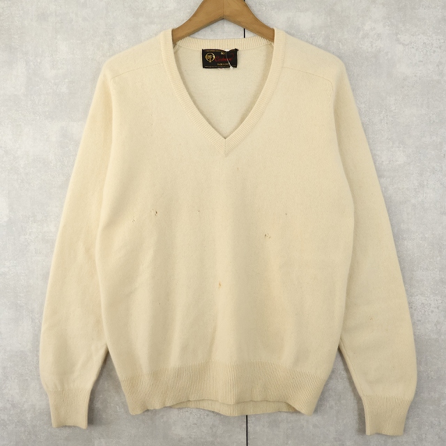 画像1: 80's DF Vネック カシミアニットセーター SIZE40 (1)