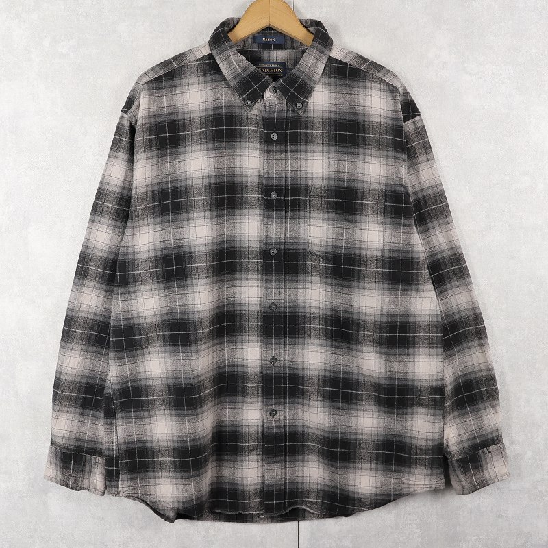 画像1: PENDLETON "MASON" オンブレーチェック柄 コットンボタンダウンシャツ XL (1)