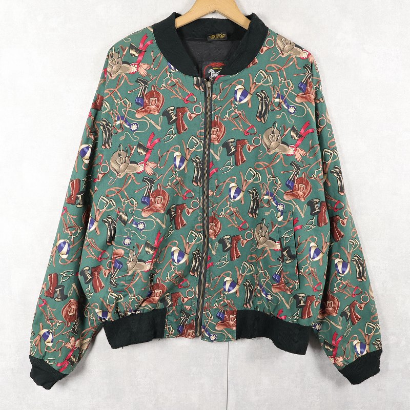 画像1: 80〜90's INFINITY CHIC USA製 馬具柄 コットンブルゾン ONE SIZE (1)