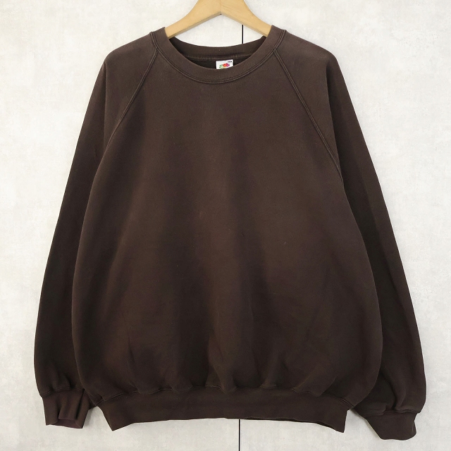 画像1: 2000's FRUIT OF THE LOOM 無地 ラグランスウェット BROWN XXL (1)