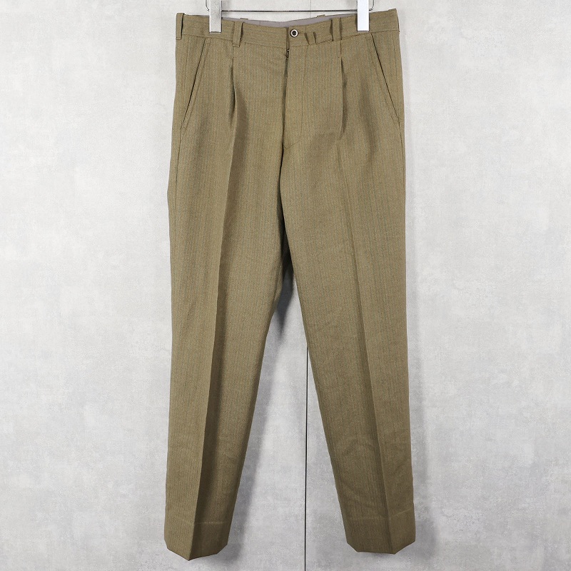 画像1: 50〜60's ヘリンボーン織り ストライプ柄 ウールスラックス W31 (1)