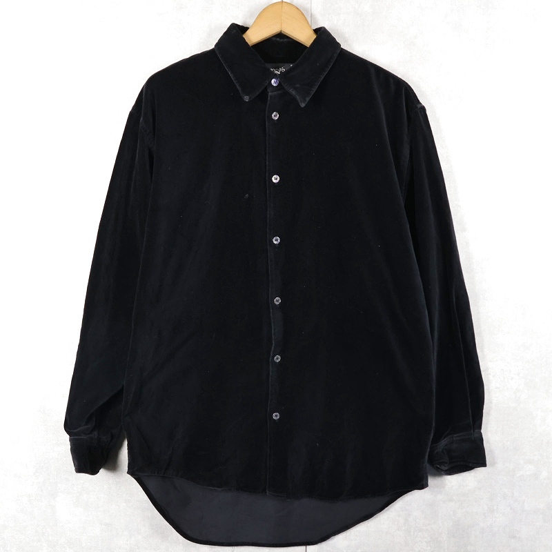 画像1: moto ベロアシャツ BLACK M (1)