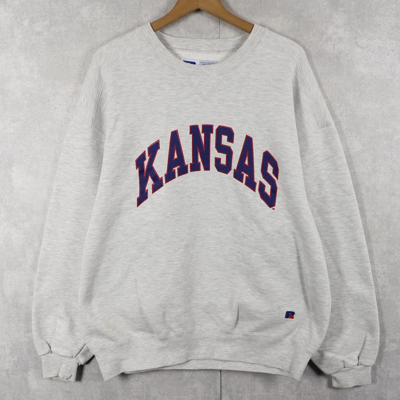 画像1: 90's RUSSELL ATHLETIC "HIGH COTTON" USA製  前V プリントスウェット XL (1)