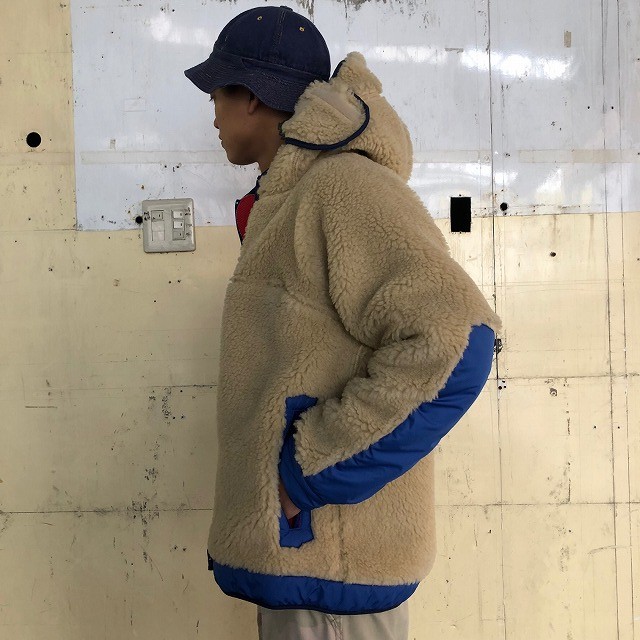 COMFY OUTDOOR GARMENT "RABBIT HOODIE" BEIGE×BLUE S