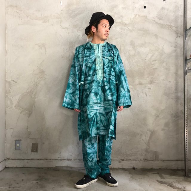 【SALE】 タイダイ柄 刺繍プルオーバーシャツ&パンツ SETUP